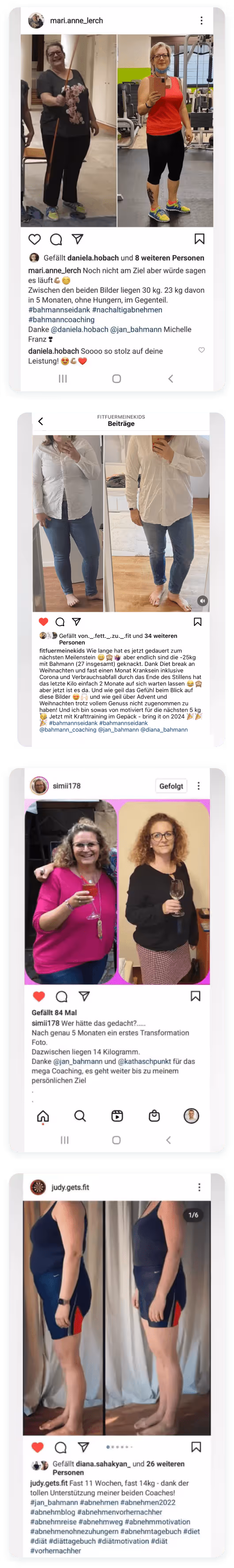 Instagram Transformation einer Teilnehmerin