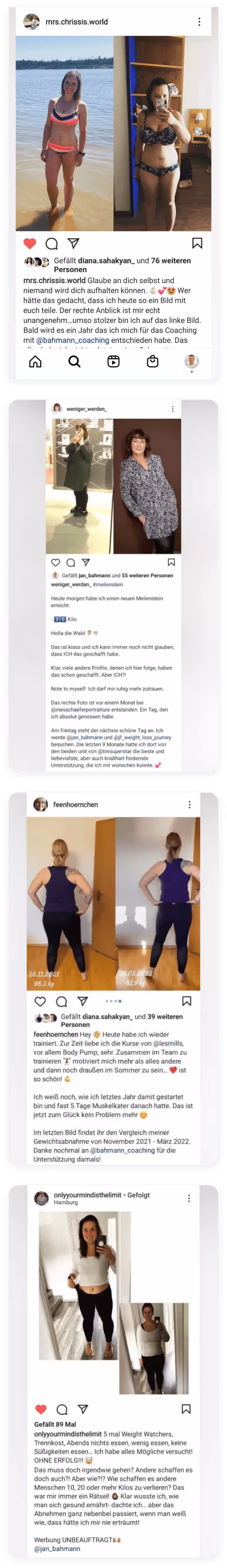 Instagram Transformation einer Teilnehmerin